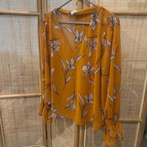 Yellow floral blouse